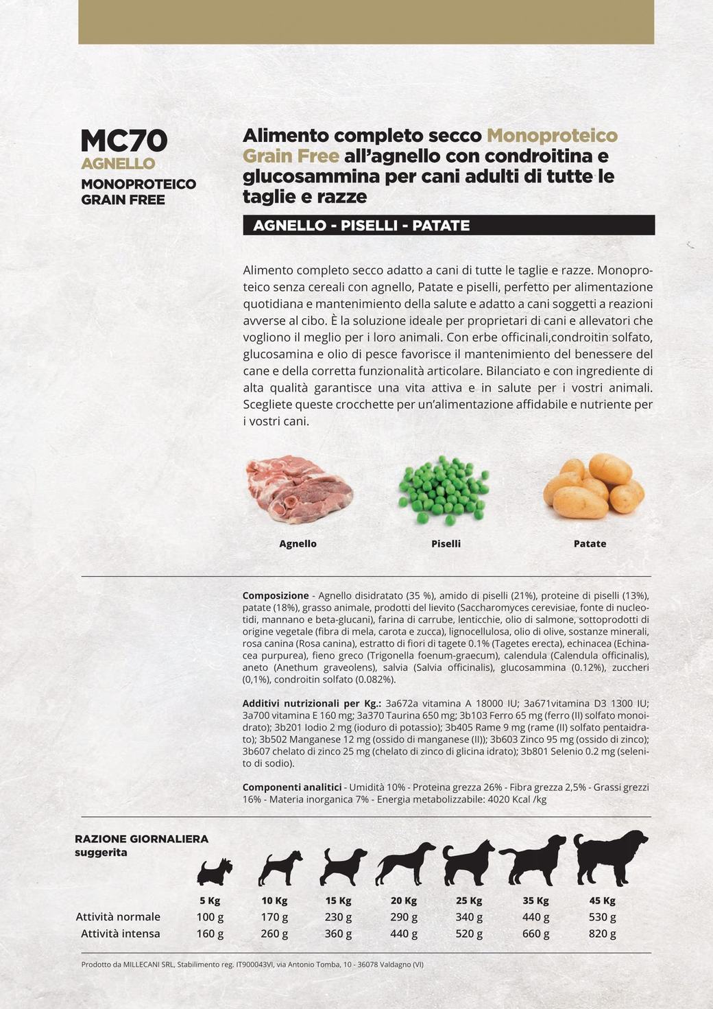 MC70 Agnello Grain Free - Scheda 2